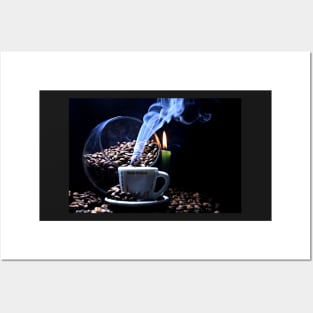 A cup of smoking hot coffee. Posters and Art